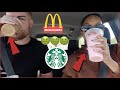 LETTING THE PERSON IN FRONT OF US DECIDE WHAT WE EAT FOR 24 HOURS || DRIVE THRU CHALLENGE!!!