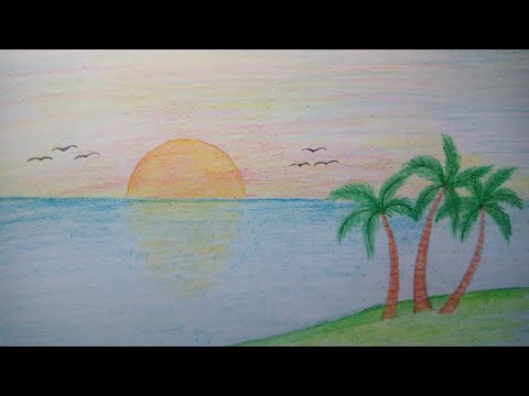 Как нарисовать закат у моря/How to draw a sunset by the sea