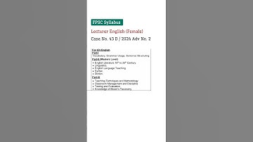 FPSC Syllabus for Lecturer English Male - Case No 43 D - Ad No 2 2024 - FPSC Lecturer syllabus