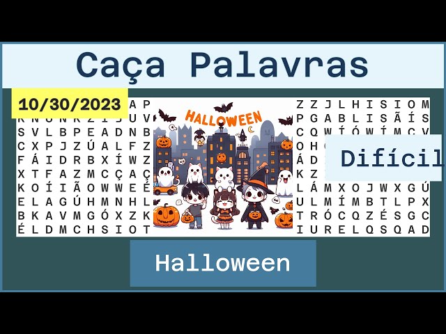 Caça Palavras Difícil - Diversos - 30/10/2023 