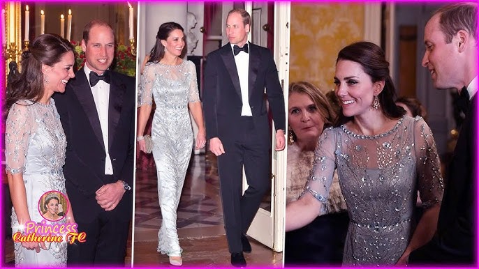 Catherine Stunning In Shimmery Blue Gown As She Along William Attend The  Gala Dinner