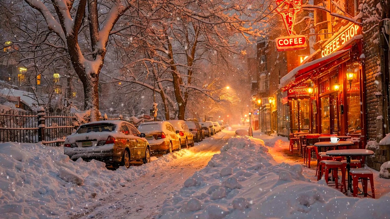Gentle Relaxation with Exquisite Jazz ☕ Quiet Winter Night Café Ambience and Rhythmic Jazz