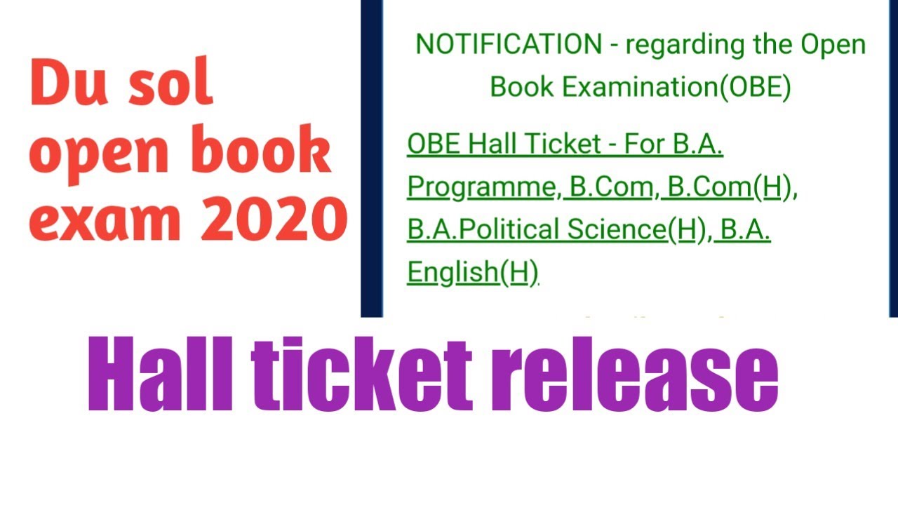 Sol open book exam admit card release 2020 ! SOL open book exam hall ticket release 2020