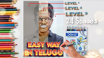 How To Draw a Face with Coloured Pencils | Realistic Drawing Tutorial Step by Step #telugu #drawing