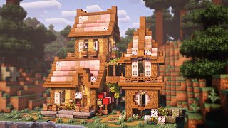 Minecraft: How to Build Cherry Blossom Survival House in 1.20 | Relaxing Tutorial