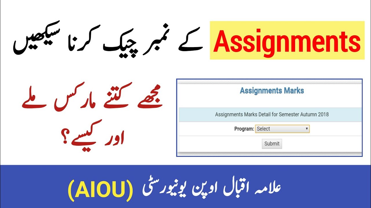 aiou assignment marks percentage