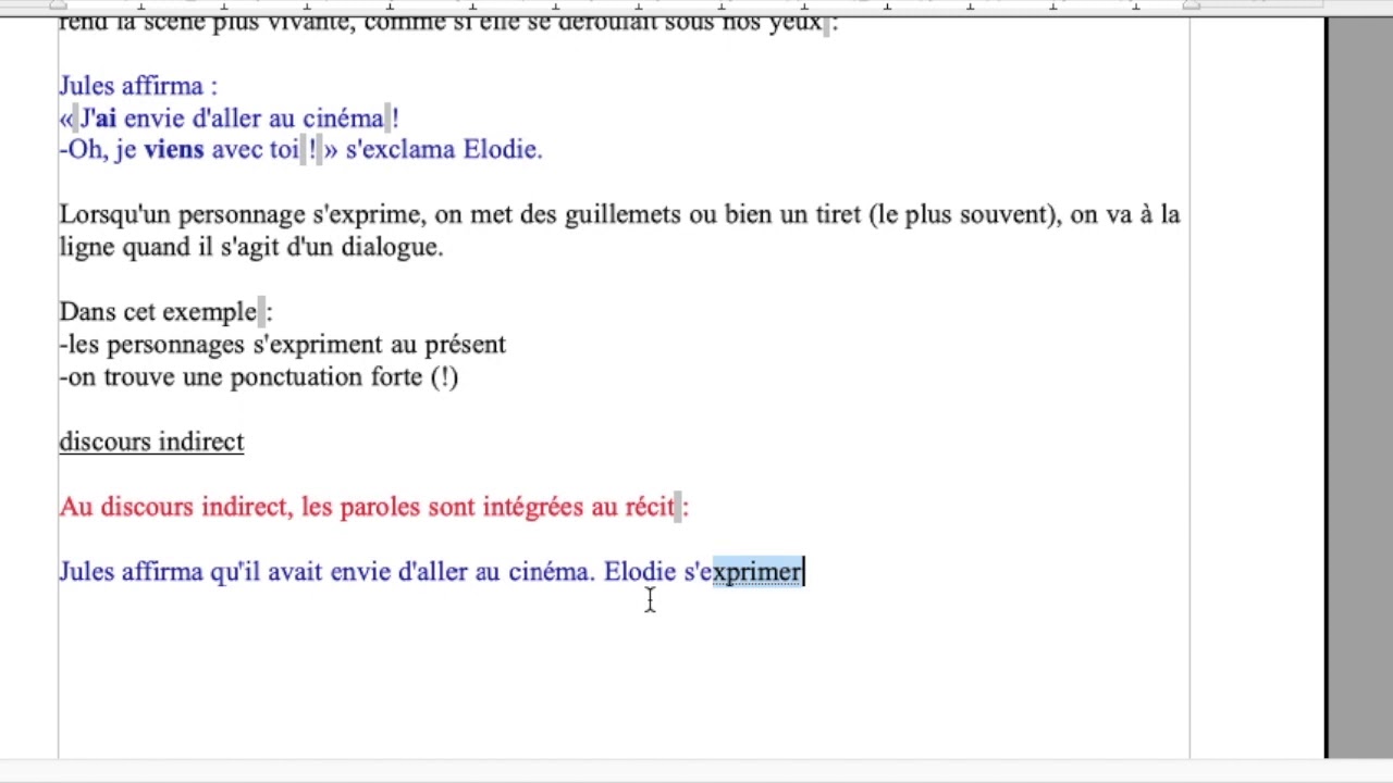 4 me Les Paroles Rapport es discours Direct Et Discours Indirect 