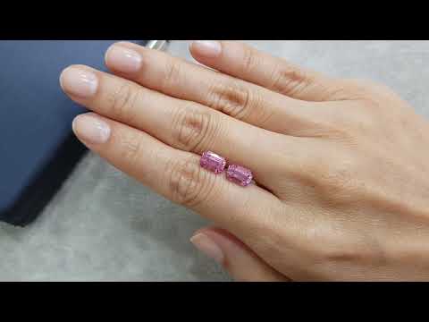 Пара розовых шпинелей в огранке радиант 4,03 карата, Памир Видео  № 3