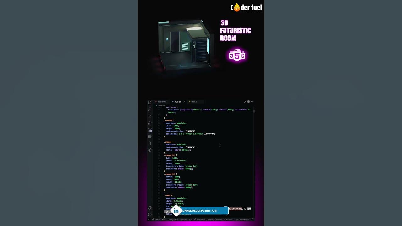 How to Create 3D futuristic room design using HTML CSS & JavaScript ...