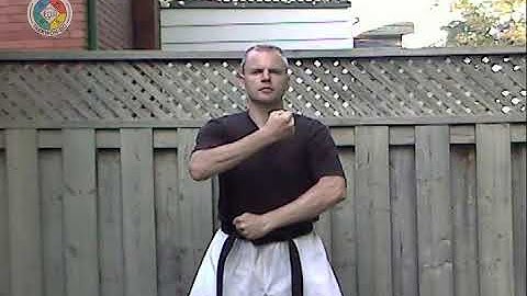 Taekwondo: Hapkido: Foundations: 9-shaped block - front view
