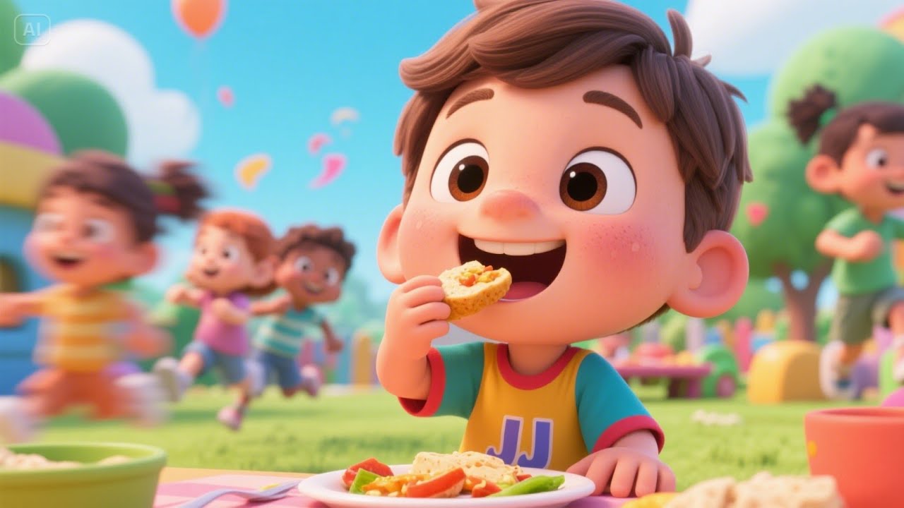 JJ’s Rainbow Plate – Eat the Colors Game! + More | Kids Rhymes in English