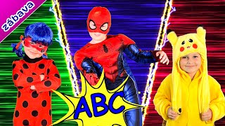 Abeceda Pro Děti Učíme Se Písmena Se Superhrdiny Spiderman, Batman, Hulk, ,Sonic, Pikachu - Abc