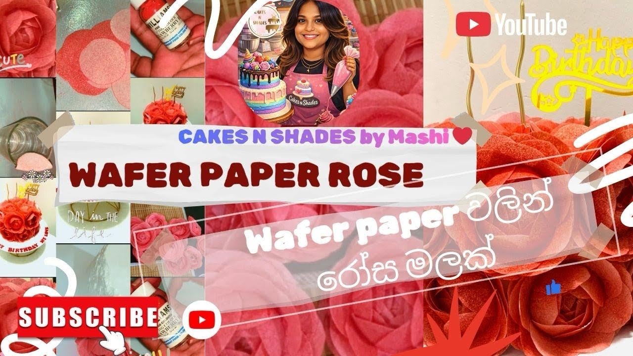 Wafer Paper Rose 🌹 Wafer Paper එකෙන් ලස්සන රෝස මලක් හදමුද? Cakes_N_Shades by Mashi ❤️🌹