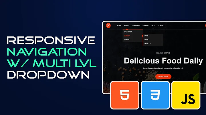 Responsive Navigation with Animated Multi Level dropdown | HTML and CSS Tutorial