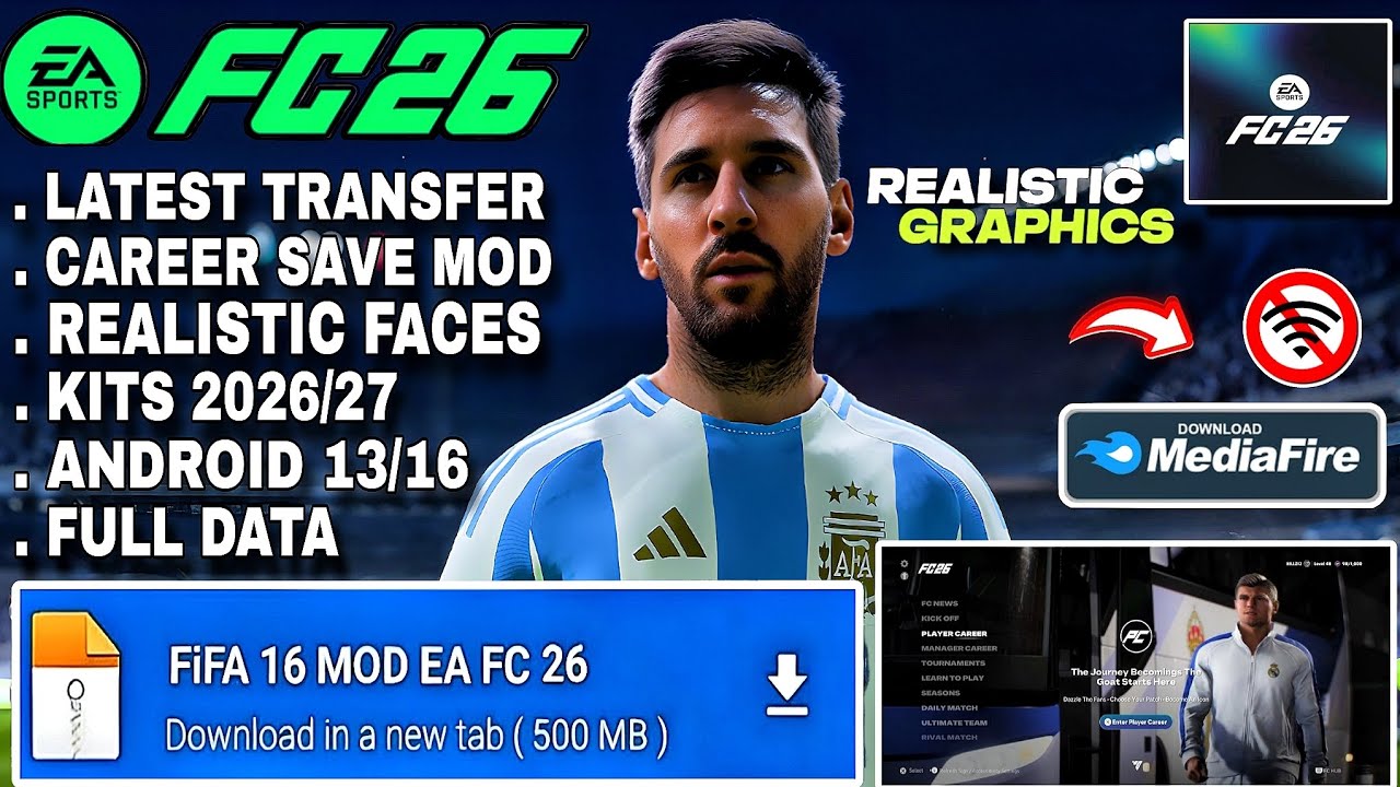 ОБНОВЛЕНИЕ 2026! FIFA 16 MOD EA FC 26 Android Offline | Режим карьеры, похожий на PS5, с ультравы...