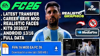 NEW 2026! FIFA 16 MOD EA FC 26 Android Offline | Can Career Mode + All Tournaments HD GRAPHICS 