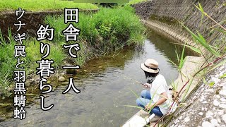 田舎で一人釣り暮らし！ウナギを狙ったり小川で遊んだ一日