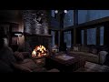 Relaxing Crackling Fireplace.  Falling Snow Sound
