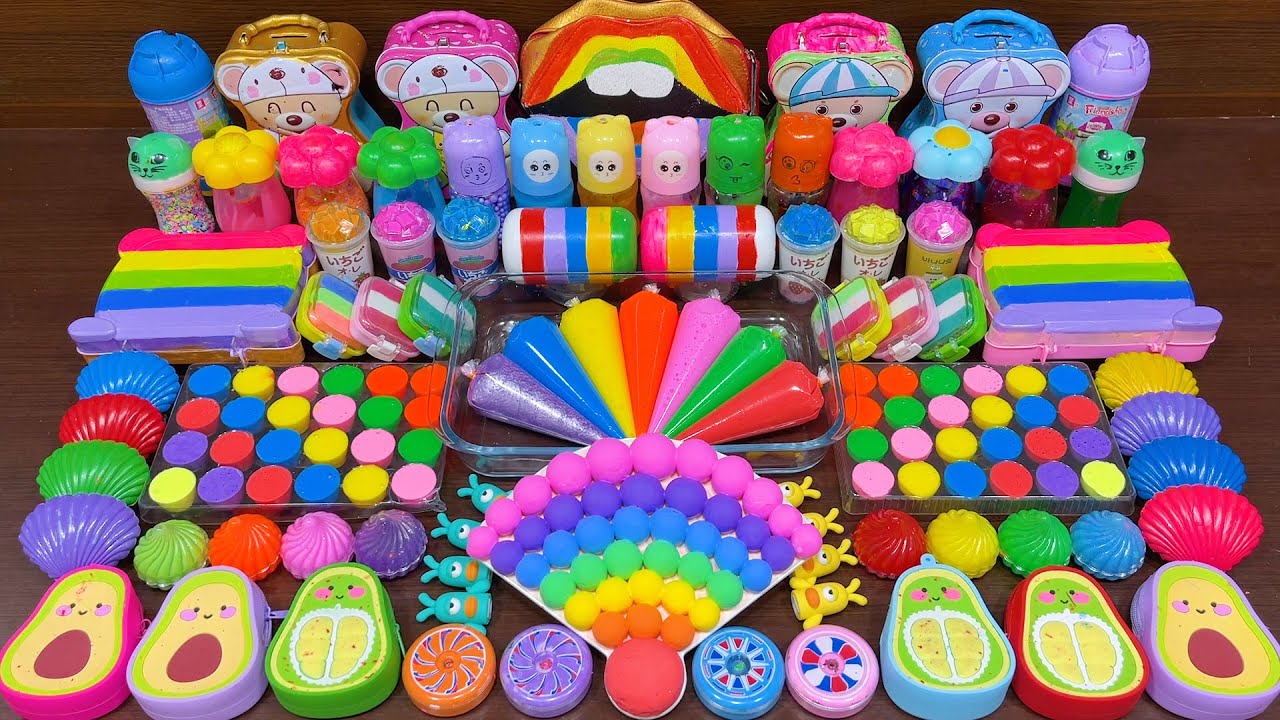 RELAXING With PIPING BAG & RAINBOW! Mixing Random into GLOSSY Slime ! Satisfying Slime 