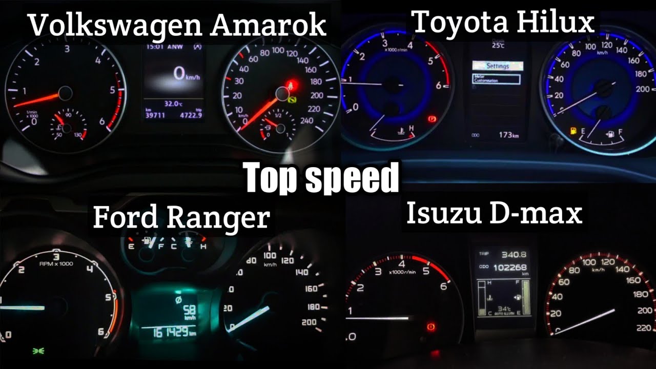 Volkswagen Amarok Vs Ford Ranger Toyota Hilux Vs Isuzu D-max top speed comparison / top speed
