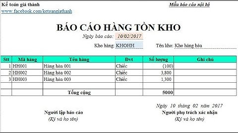 Hướng dẫn lập báo cáo hàng tồn kho trên Excel tự động