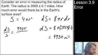 Calculus I - Lesson 3.9 - Error with Differentials