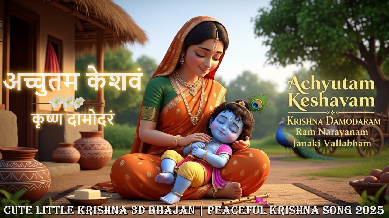 Achyutam Keshavam Krishna Damodaram | Krishna 3D Bhajan(Official Video) | Peaceful Krishna Song 2025