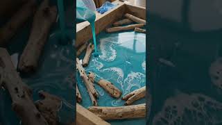 🌊 Turning Driftwood Into an Ocean Table! 😲 Amazing Epoxy Resin Transformation #shorts #trending