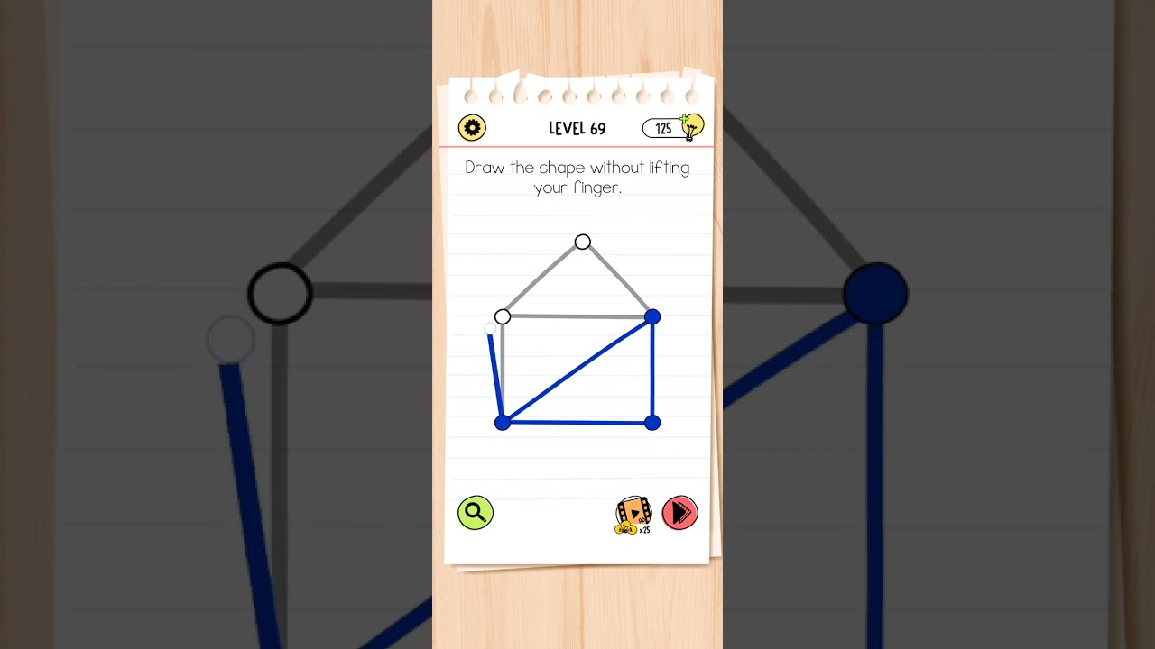 Level 69 - Draw without lifting finger | Brain Test - All stars | 