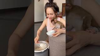 Every morning when NaNa wakes up, I wipe her face before she eats.
