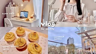 productive fall daily life｜solo holiday, after work👩🏻‍💻, new clothes 🍂 make sweet potato tart🍠