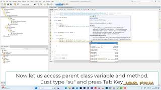 Apache NetBeans IDE 21 Tutorial - Short Cut to insert super - su + Tab Key