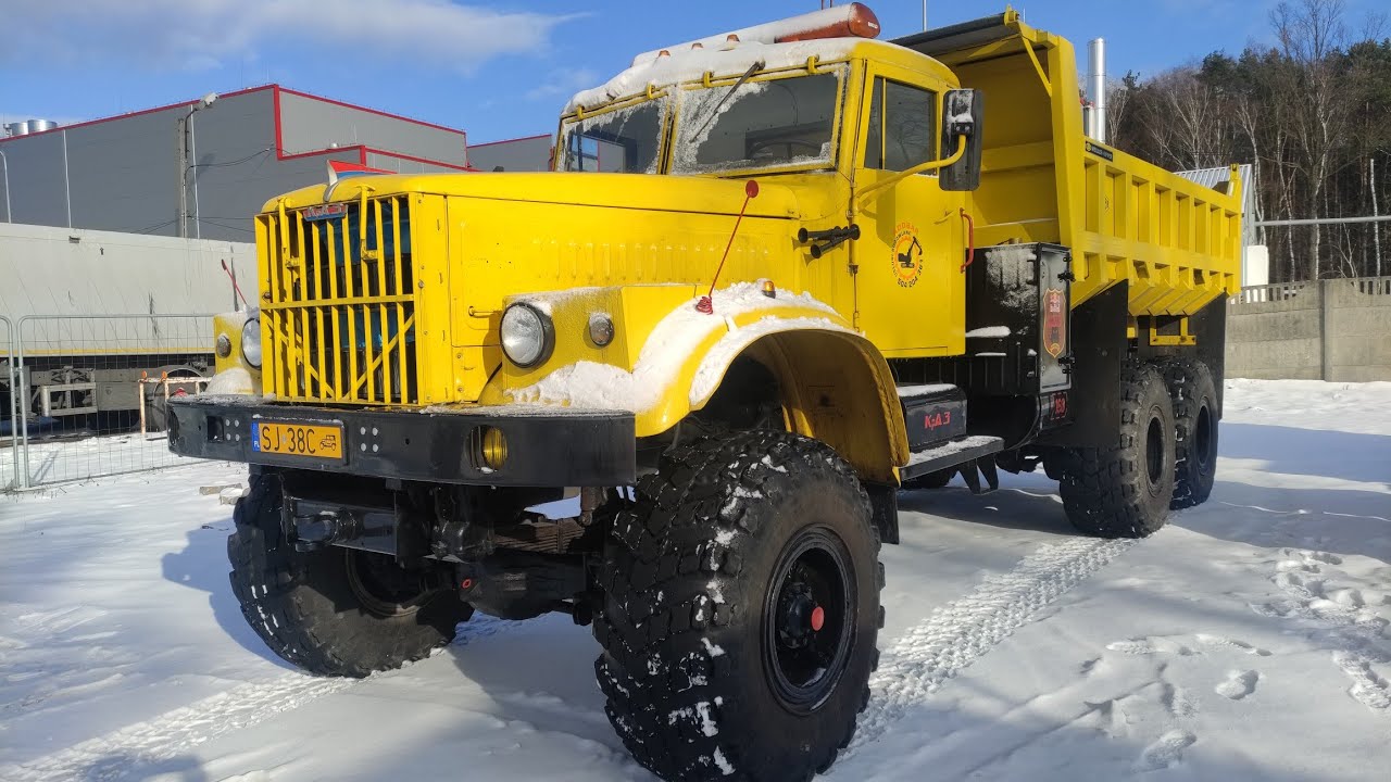 KRAZ 255 B 1 wywrotka zimowe uruchomienie silnika JAMZ 238 jazda kraz 255 краз 255б1