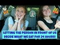 Letting the Person In FRONT of Us DECIDE What We Eat for 24 HOURS! ~ Jacy and Kacy