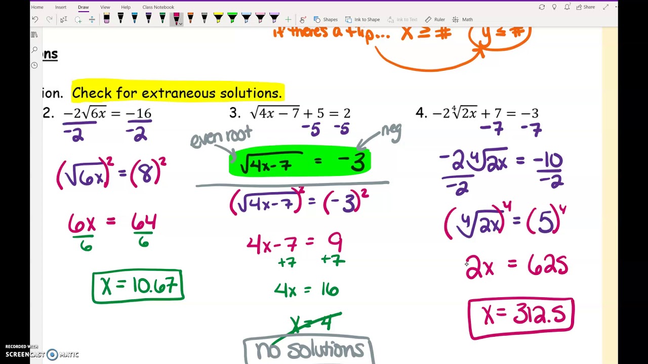 A2 5.4 Day 1 Solve Radical Equations - YouTube