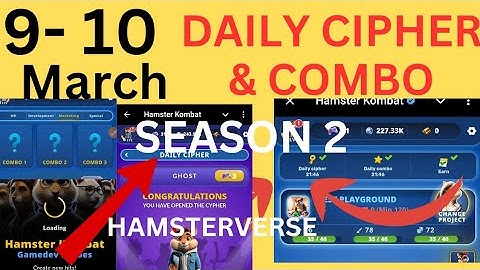 9 March Daily cipher & Combo of Hamster Kombat season 2 Hamsterverse GameDev HEROES