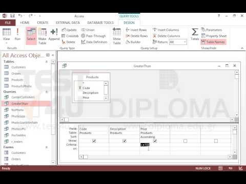 Modify the GreaterThan query to prompt the user to enter a number displaying the message Enter...