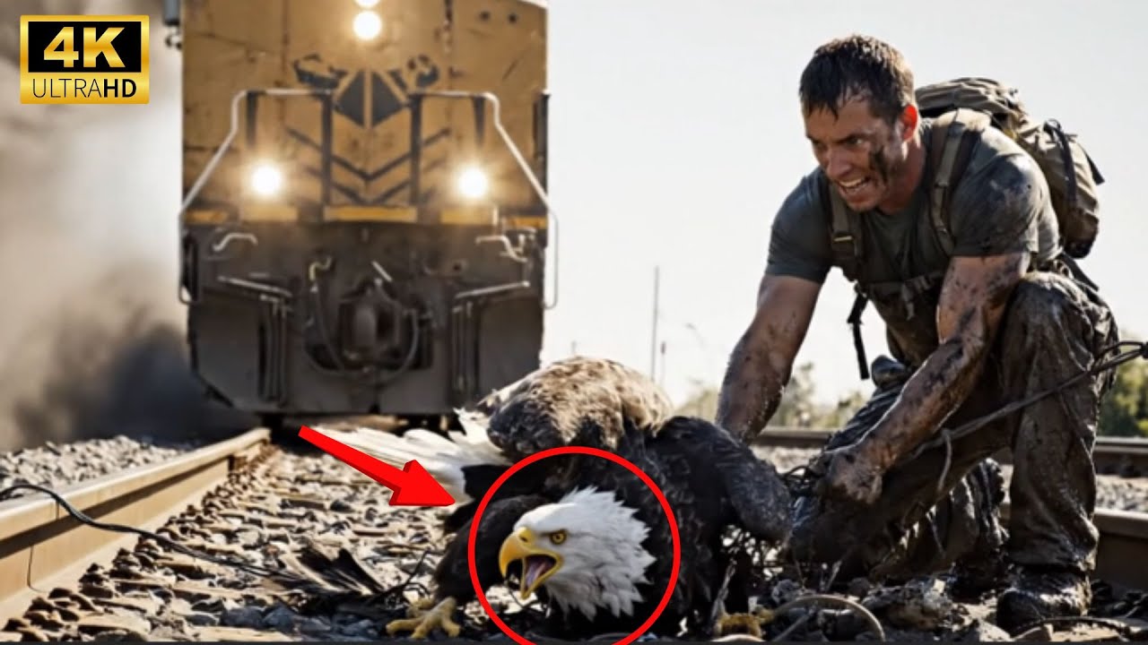 A Dog Begs for Help to Save a Bald Eagle — Seconds Before a Train Collision