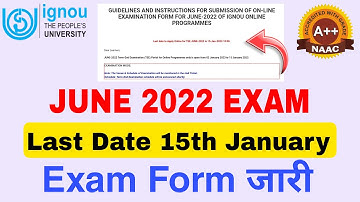 IGNOU June 2022 Exam Form Released | Exam Form kaise bhare | Exam fees | June 2022 Date Sheet |