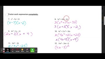 Chapter 10 Test Review Answer Key Video Explanation Algebra 1