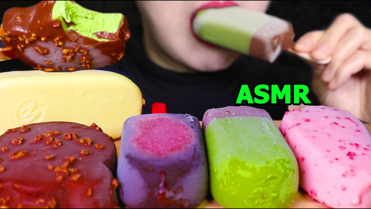 ASMR 초콜릿 녹차 딸기 아이스크림 매그넘 허쉬 끌레도르 CHOCOLATE GREENTEA STRAWBERRY ICE CREAM MAGNUM HERSHEY'S CLEDOR