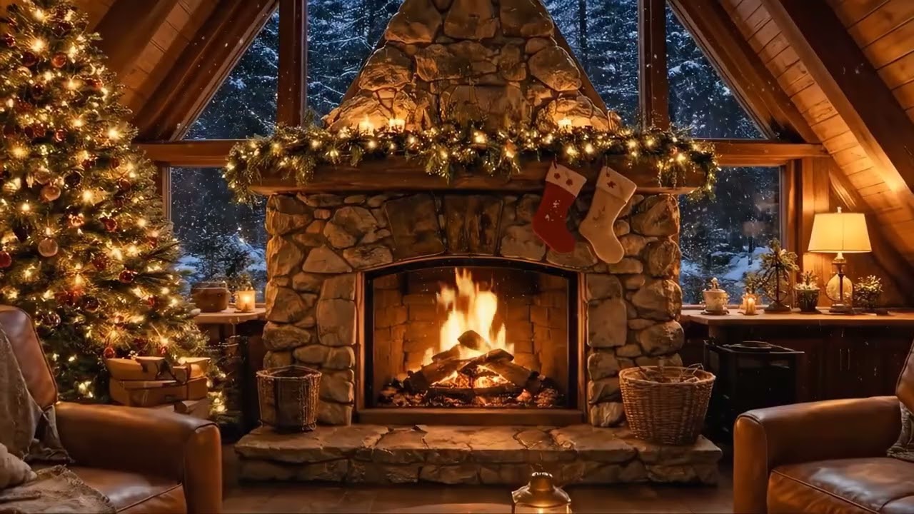 Cozy Warm Christmas Night Jazz & Blues by the Fireplace | 1 Hour of Study, Relax and Meditation