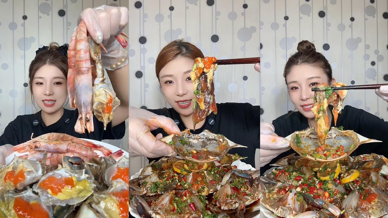 【Mukbang】Shrimp and Crab Combination+Juice Sauce Mother Crab🦀🦐🍋🌶🧄#Seafood#asmr#yummy