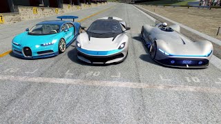 Mercedes-Benz Vision EQ Silver Arrow vs Pininfarina Battista vs Bugatti Chiron at Old Spa