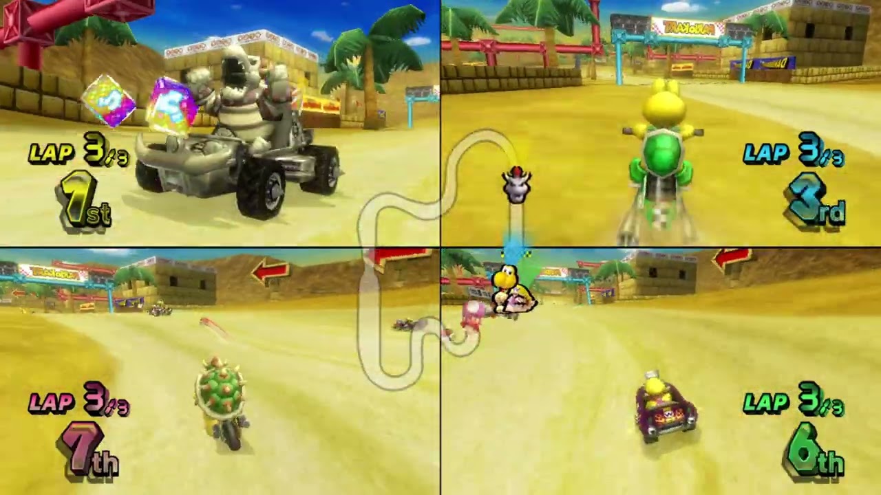 Mario Kart Wii ✦ 4 Players #454 (3 Tracks) Mirror