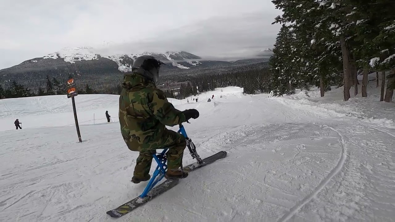 Crappy day on the ski bike with a new rear powder ski at Alyeska