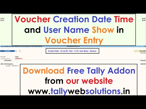 (Free Tally Addon) Voucher Creation Date Time and User Name Show in Voucher Entry (Quick Download Free Tally Addon in One Click)