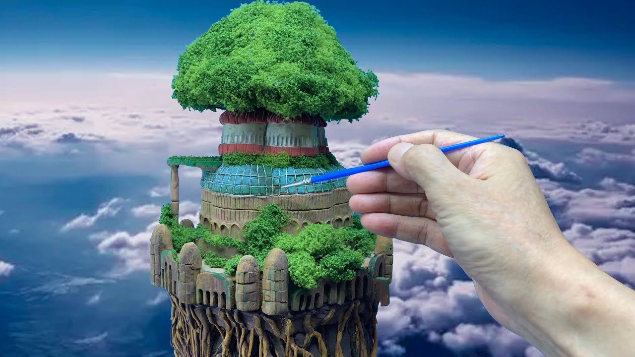希少 Skylab NASA 実物デブリ アクリル ピラミッド オブジェ/アート Laputa flies away into the sky】 process of making a diorama of