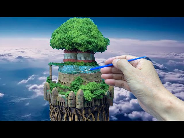 希少 Skylab NASA 実物デブリ アクリル ピラミッド オブジェ/アート Laputa flies away into the sky】 process of making a diorama of