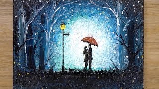 How to draw a Romantic Couple under umbrella / Aluminum painting technique